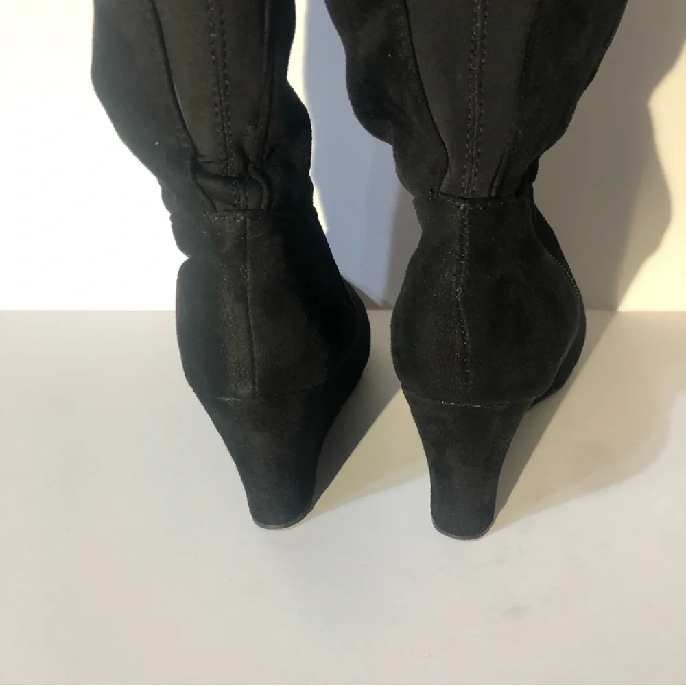 Chinese Laundry Wedge Over the Knee Suede Black Boots. Size 6/ 36.5